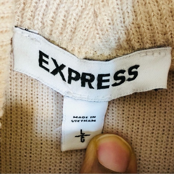 Express RIBBED PUFF SLEEVE MOCK NECK TOP IN CLOUD CREAM Size Large - Picture 11 of 13